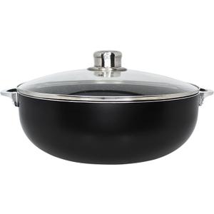 IMUSA 9Qt Bistro Ceramic Nonstick Caldero/Dutch Oven with Glass Lid, Black