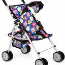 My First Doll Stroller for Kids Foldable Baby Toy Doll Stroller with Safety Belt & Storage Basket, Pretend Play Fits up to 18 Dolls, Double Wheels on All 4 Legs Best Gift for Girls & Boys, CTM-183