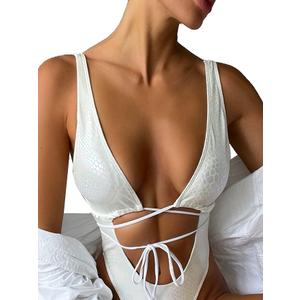 Women's Metallic Snakeskin One Piece Swimsuits Rave Outfit Bathing Suits M