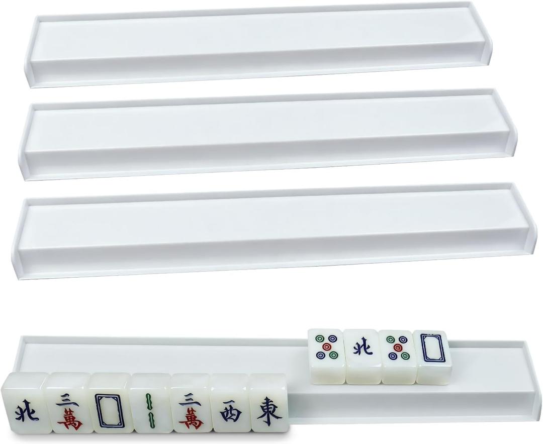 4 Pack Mahjong Racks, Mahjong Tile Holder Without Pusher, American Mah Jong Tile Rack, White