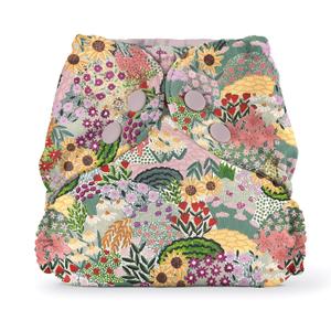 Esembly Cloth Diaper Cover - Reusable Swim Diaper, Waterproof, Breathable - Adjustable Outer Layer Over Absorbent Inner for Blowout Protection - Botanic Garden, Size 1 (7-17lbs)