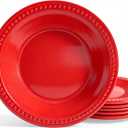8.5 inch Red Melamine Plastic Beaded Salad Plate Set of 6, BPA Free, Chip & Break Resistant, Lightweight, Great for Dining, Weddings & Everyday Meals