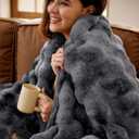 Bedsure GentleSoft Fluffy Fuzzy Tie-dye Dark Grey Throw Blanket for Men, Soft Cozy Minky Fleece Faux Fur Blanket for Couch, Mens Room Decor Charcoal Gray Bed Cover, Thick Warm Plush Gifts