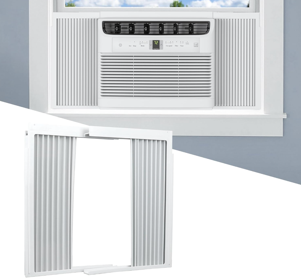window air conditioner side panel and frame set, white