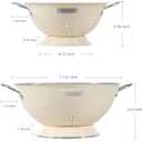 Metal Colander 2 Pack, Strainer Bowel with Handles 2Qt & 6Qt Powder Coated Solid Ring Base Heavey Duty Kitchen Drainer Basket for Pasta Veggies and Fruits,New Home Apartment Essentials (Almond Cream)
