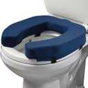 Lunderg Padded Toilet Seat Riser for Seniors - Adds 2 inches. Universal Fit - FIRM Raised Toilet Seat Cushion with High-Density Foam for Enhanced Comfort & Elevation. Post-Surgery Must have (Blue)
