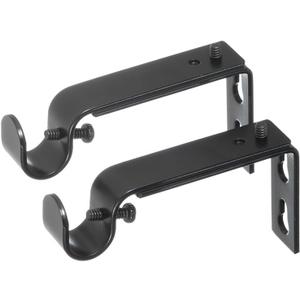 Ivilon Adjustable Brackets for Curtain Rods - for 1/2 or 5/8 Inch Rods. Set of 2 - Black