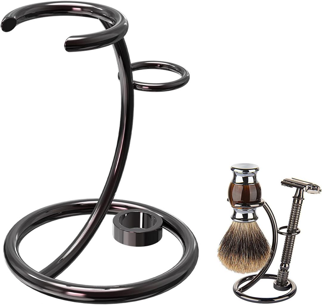 Linkidea Shower Shaving Brush Stand, Safety Razor Holder, Compatible with Vikings Blade Chieftain, Emperor Augustus Razor (Brushed Nickel)