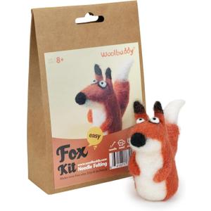 Woolbuddy     Fox Animal Project for Beginners and Adults  Includes Wool, 2 Felting Needles, and Instructions (Single Kit - Fox)