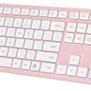 LeadsaiL Pink Wireless Keyboard, 2.4GHz Full-Sized Ergonomic Computer Keyboard, Cordless Noiseless Keyboard,12 FN Shortcuts for Windows MacOS Laptop Computer