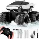 Remote Control Car, 1:18 Amphibious RC Cars, 4WD All Terrain Off-Road Pickup, 2.4GHz Waterproof Cyber Truck, 360 Rotatable Monster Truck Toys for Boys Christmas Birthday Gifts Age 6 7 8 9 10-13+ (Silver)