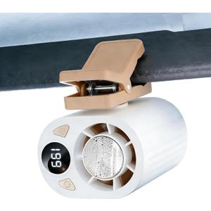 Foluu 199 Speeds Portable Clip Fan with LED Display, 18000RPM Turbo Cooling Personal Fan for Car, Desk, Umbrella, Waist, 360Rotatable Rechargeable Mini Fan for Outdoor Camping Hiking (White)