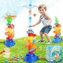 Water Sprinkler for Kids, 3 in 1 Water Toys 360° Rotating Sprinkler & Catch Ball & Rolling Ball Game Summer Backyard Outdoor Water Play Toys Birthday Gift for Girl Boys Age 3 to 8 Years