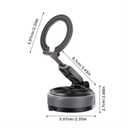 Magnetic Car Phone Mount, 2-in-1 Detachable Ring Stand for Desk & Dashboard, 360 Triple Axis Windshield Holder, N52 Strong Magnet, Universal Fit, Includes 2 Metal Plates,Grey