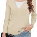 a.Jesdani Women's Button Down V Neck Long Sleeve Soft Cardigan Sweaters, L