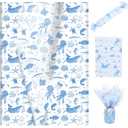100 Sheets Ocean Tissue Paper with Blue Sea Animals  Whale Jellyfish Turtle Coral Pattern Gift Wrapping Tissue for Birthday, Baby Shower, Party Decorations, Crafts & Packaging - 20"  14"