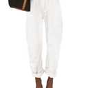 EVALESS Women's High Waisted Baggy Boyfriend Barrel Jeans (10, White)
