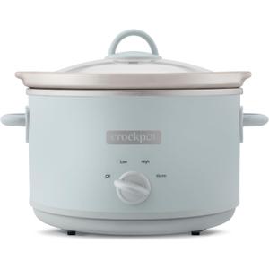 Crock-Pot Design Series 4.5-Quart Manual Slow Cooker, Serves 5+ People, Great for Chili, Soup, Stews, & More, Removable Stoneware is Oven & Dishwasher-Safe, Macaroon Blue
