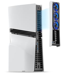 JUSPRO Cooling Fan for PS5 Pro, Quiet Enhanced Cooler Fan with Adjustable Speed, Auto Power On/Off, Cooling Accessories with USB 3.0 Port and LED Light for PlayStation 5 Pro