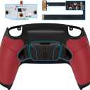 eXtremeRate Black Real Metal Buttons (RMB) Version RISE4 Remap Kit for PS5 Controller BDM-010 020 w/Red Rubberized Grip Black Redesigned Back Shell, Upgrade Board & 4 Back Buttons for PS5 Controller