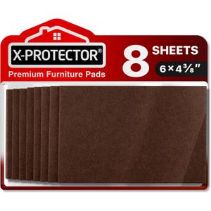 Felt Furniture Pads X-PROTECTOR 8 PCS - Premium 6 x 4 3/8 Heavy Duty Brown Felt Sheets! Cut Large Furniture Pads to The Size You Need - The Best Floor Protectors for Any Hard Floor