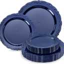 Tinybee 60PCS Blue Plastic Plates - Heavy Duty Blue Disposable Plates, Elegant Plastic Plates for Birthday, Wedding and Party Including 30 Dinner Plates 10 '' & 30 Dessert Plates 7.5 ''