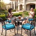 Outdoor Chair Cushions Set of 4: Waterproof & Fade Resistant Patio Furniture Cushions - 18.5 x 16 x 2 Inch Non Slip Round Corner Seat Cushion Pads with Removable Cover for Garden Yard Lawn, Teal