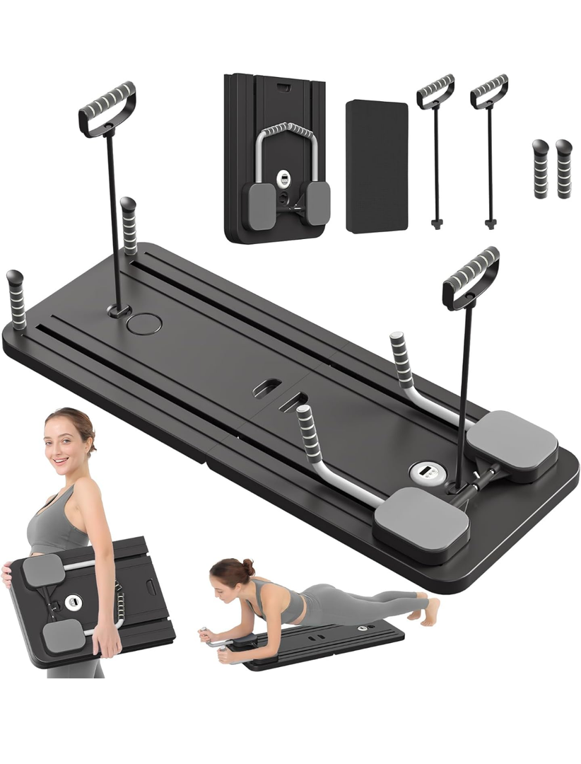 JANUA Pilates Board - 2024 Pilates Reformer Set, Multi-Purpose Foldable Pilates Reformer Board for Home, 5 in 1 Pilates Sliding Board (Black)