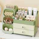 Makeup Organizer with Drawers, Skincare Organizer (Large Size Thick), Storage Box Cosmetic Display Cases, Make up Organizers for Vanity, Dresser, Desk, Kitchen, Countertop (green)