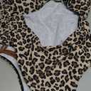 WDIRARA Women's Leopard Print One Piece Swimsuit Drawstring Cut Out Swimwear Ruched Monokini (X-Large, Multicolor)