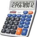 Desktop Calculator Extra Large 5-Inch Clear LCD Display 12-Digit Big Number Button Office Calculator with Auto Sleep Function (OS-5M)