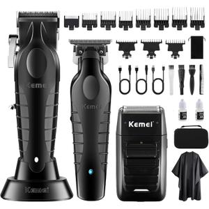 KEMEI Professional Hair Clipper, Hair Trimmer, Beard Shaver Set for Men, Electric Cordless Barber Clipper Beard Trimmer, Rechargeable Fade Clipper Haircutting Kit, KM-2299, KM-2296, KM-1102
