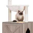 Hey-brother Cat Tree with Litter Box Enclosure, All-in-one Cat Tower for Indoor Cats with Large Hammock, Bed, Food Station, Scratching Posts, Modern Style Pet Furniture, Rustic Gray MPJ100SG