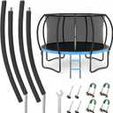 Trampoline Poles Replacement, Fit for 8-16ft Frame, Universal Curved Enclosure Net Pole, Includes Mounting Hardware & Foam Cover, 2 Installation Options