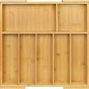 Utoplike Extra Large Kitchen Drawer Organizer, Expandable Bamboo Drawer Holder for Utensils, Silverware, Flatware, 7-9 Slots Cutlery Tray