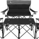 CAMPHILL Camping Chair Set of 3, Outdoor Folding Camping Chairs for Heavy People with Cup Holder & Carry Bag,Collapsible Chair Include One Sofa Chair and Two Single Chair,Support up to 500lbs (Black-4pcs)