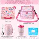 Bento Lunch Box for Kids with 17oz Soup Thermo,Insulated Tumbler Water Bottle and Insulated Lunch Bag,Leak-Proof 3 Compartment Lunch Food Container with Ice Pack for Kids to School-Rainbow