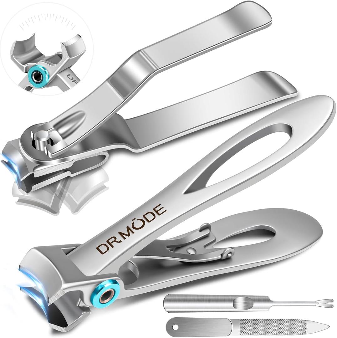 Nail Clippers for Men Thick Nails - DRMODE 16MM Wide Jaw Opening Extra Large Toenail Clippers & Easy Grip 360 Degree Rotary Fingernail Clippers for Seniors Nail Cutter with Nail File Cuticle Trimmer