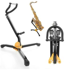 Gonioa Folding Saxophone Stand for Alto Sax, Alto Tenor Sax Stand, Adjustable Metal Triangle Base Design Saxophone Holder Rack Portable Musical Instrument