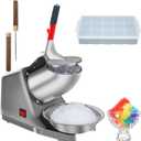 Snow Cone Machine Shaved Ice Machine Ice Crusher with Stainless Steel Blade Kitchen Electric for Shaved Ice and Snow Cone (300W 2000r/min) Also Comes with a Free Ice Pick and Ice Cube Tray