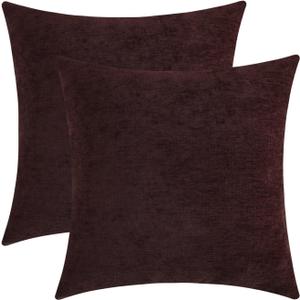Plum Purple Chenille Decorative Couch Throw Pillow Covers, Soft Cushion Cases for Home Livingroom Sofa Dcor, Pack of 2, 20 x 20 Inches