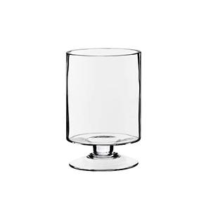 CYS EXCEL Glass Hurricane Pillar Candle Holder (H:8" W:4.75") | Multiple Size Choices Short Stem Candle Centerpieces | Stemmed Glass Cylinder Candle Vase