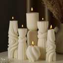 6 Pcs Pillar Candles Modern Aesthetic Ribbed Decorative Candle Set Cute Soy Wax Scented Ribbed Decor for Home (White, 2.36-6.89 Inch)
