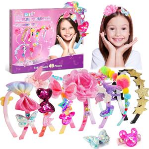 SYOKZEY Hair Accessories for Girls, Headband Making Kit,Toys Gifts for 3-12 Years Old Girls,Toys Age 6-8, Arts and Craft Kits, Birthday Presents DIY Christmas Basket Stuffers- 49 Pc