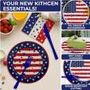128pcs 4th of July Independence Day Party Supplies Set,Patriotic Theme Kit for Independence & Election Day Decorations,Includes Plates, Napkins, Forks,Knifves,Banner, Tablecloth Serve 25