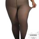Plus Size Fleece Lined Tights, Fake Transparent Curvy Winter Thermal Tights for Women under Dress, medias térmicas Size 18