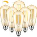 Brightever Dimmable Amber Light Bulbs 60 Watt Equivalent, 2200K Warm Light Vintage LED Edison Bulbs, 850LM, 90+CRI, 7W ST58 E26 LED Bulb, Clear Glass Antique Decorative Lights Bulb for Room, 6-Pack