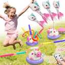 3 in 1 Unicorn Rocket Launcher, Ring Toss & Musical Jump, Outdoor Jumping Spinning Toy for Kids Ages 3-8, Indoor Active Play Set for Boys Girls, STEM Learning Birthday Gift for 3 4 5 6 7 8 Years Old (Multicolored)