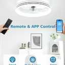 VOLISUN Low Profile Ceiling Fans with Lights and Remote, 20in Flush Mount Ceiling Fan with Light, 3000K-6500K Dimmable Fandelier LED Fan Light, White Bladeless Ceiling Fans with Lights for Bedroom