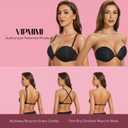 Women's Strapless Bra Push Up-Non Slip Invisible Underwire Low Back Multiway Support Padded Plunge Bra for Comfort Lift(Black, 34A) (Black)